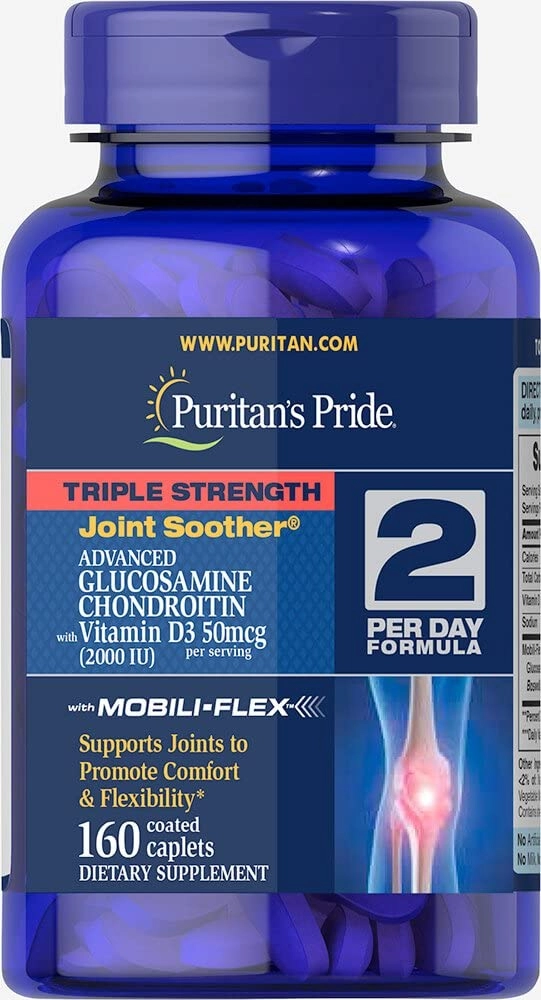 Glucosamina Condroitina com Vitamina D3, 160 Comprimidos, Puritan's Pride