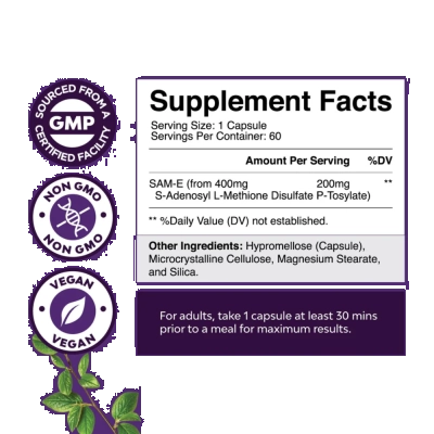 Suplemento Natures Craft Pure Sam-e Brain Support, 60 Comprimidos - Natures Craft