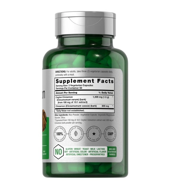 Cinnamon, Canela 1800mg, 150 Cápsulas, Horbaach