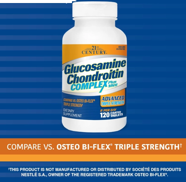 Glucosamina e Condroitina Complex com MSM, 120 Comprimidos, 21st Century