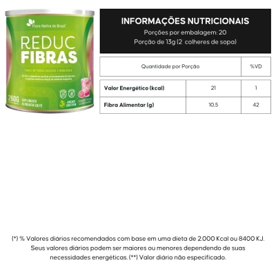Reduc Fibras, Psyllium e Chicória, Sabores, 260g, Flora Nativa