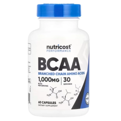 BCAA 1000mg, 60 Cápsulas, Nutricost
