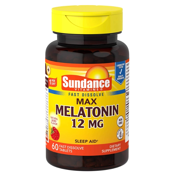 Melatonina, 12mg, 60 Comprimidos, Fast Dissolve, Sundance