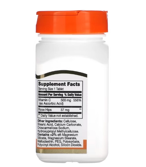 Vitamina C 500mg com Rosa Mosqueta, 110 Comprimidos, 21st Century