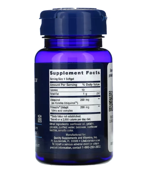 Super Ubiquinol CoQ10, com Enhanced Mitochondrial, 200mg, 30 Cápsulas, Life Extension