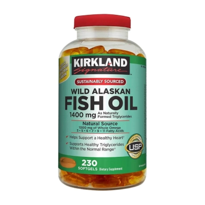 Fish Oil, Wild Alaskan, 1400 mg, 230 Softgels, Kirkland