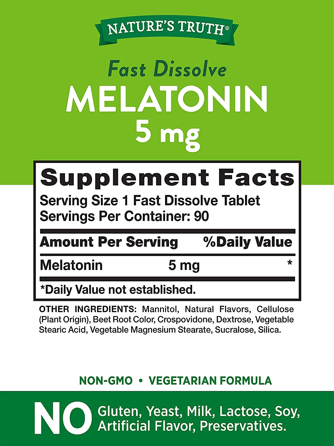Melatonina 5mg, 90 Comprimidos Sublingual, Frutas vermelhas, Nature's Truth
