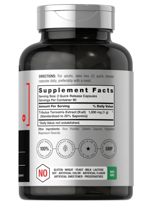 Tribulus Terrestris, 1000mg, 180 Cápsulas, Horbaach