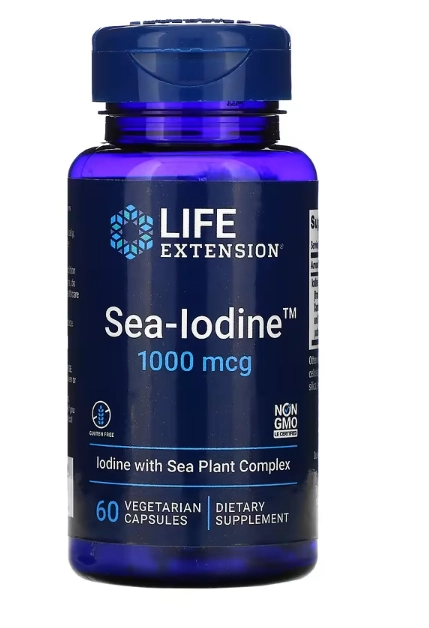 Iodo Marinho 1.000mcg, 60 Cápsulas, Life Extension