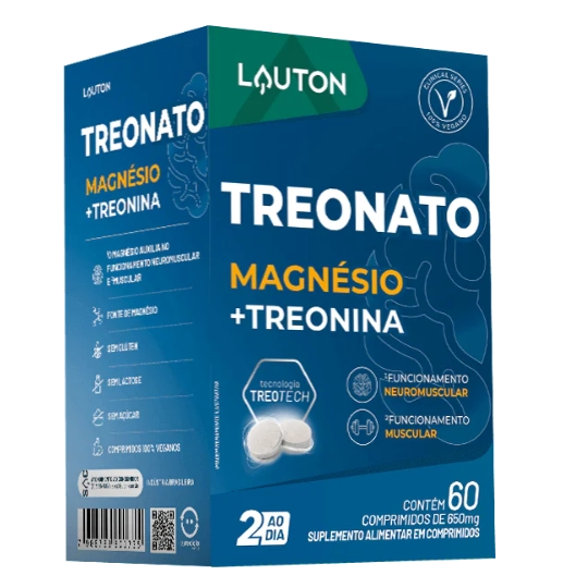 Treonato Magnésio + Treonina, 60 Cápsulas, Lauton Nutrition