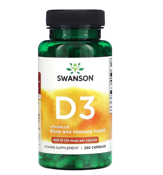 Vitamina D3 400UI, 250 Cápsulas, Swanson
