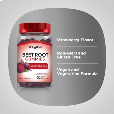 Beet Root (Beterraba), Sabor Morango, 60 Gomas - Piping Rock