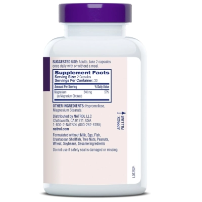 Magnésio Glycinate 240mg, 60 Cápsulas, Natrol