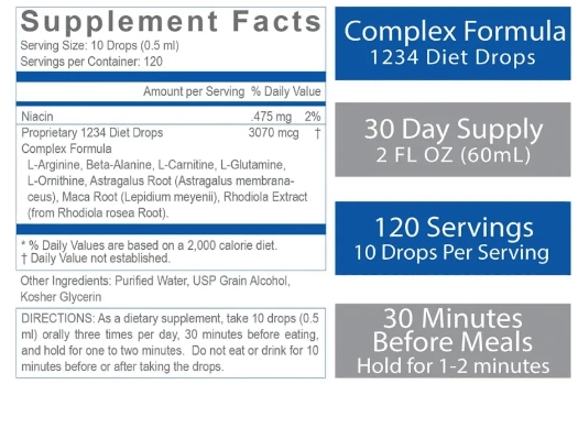 1234 HCG Diet Drops, Controle de peso para mulheres e homens, 60ml, Creative Bioscience
