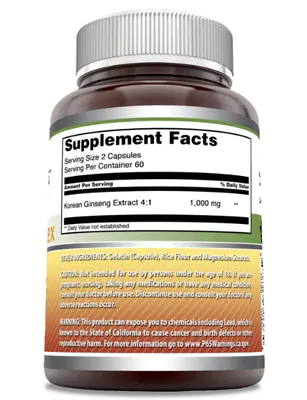 Ginseng Coreano 1000mg, 120 Cápsulas, Amazing Formulas