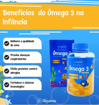 Ômega 3, Peixinhos Kids, 30 Pastilhas Sabor Tangerina, Alquimia