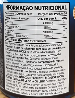 Desenflex, Cúrcuma, colágeno e Magnésio, 1300mg, 60 Cápsulas, Sunfood