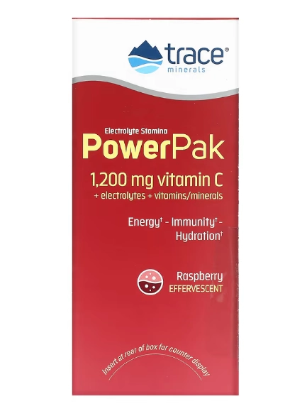 Electrolyte Stamina PowerPak, 30 Pacotes 5,1g Cada Sabor Framboesa, Trace Minerals