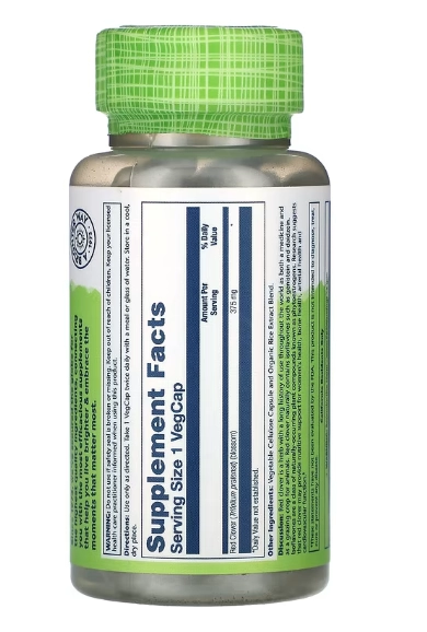 Red Clover, Trevo Vermelho 375 mg, 100 VegCaps, Solaray