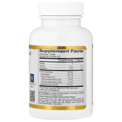 Óleo de Krill com Ômega-3 e Astaxantina, 500mg, 120 Softgels, California Gold Nutrition