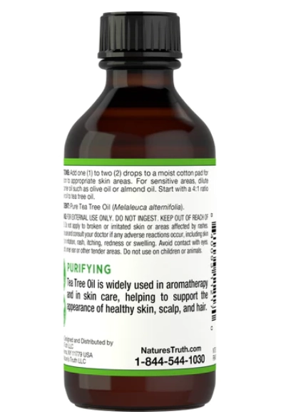 Óleo Essencial Puro, Tea tree australian, 59mg, Nature's Truth
