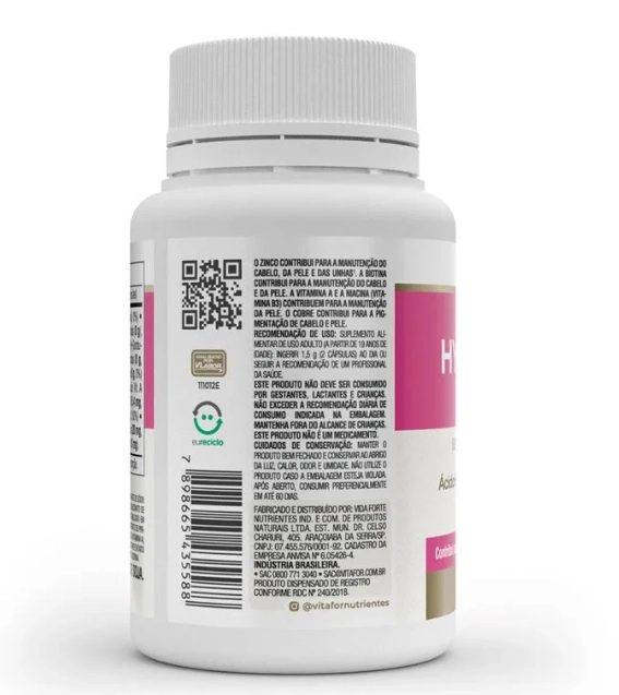 Hyaluronic Hair, 60 Cápsulas, 500mg, Vitafor