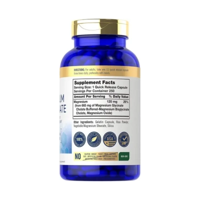 Magnésio Bisglicinato 665mg, Relaxamento, Qualidade do Sono e Equilíbrio Diário, 250 Cápsulas, Carlyle