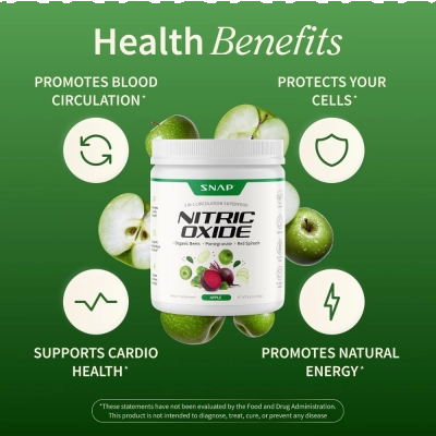 Nitric Oxide, Pump, Energia e Performance no Treino, Sabor Maçã, 250g, 30 Doses, Snap