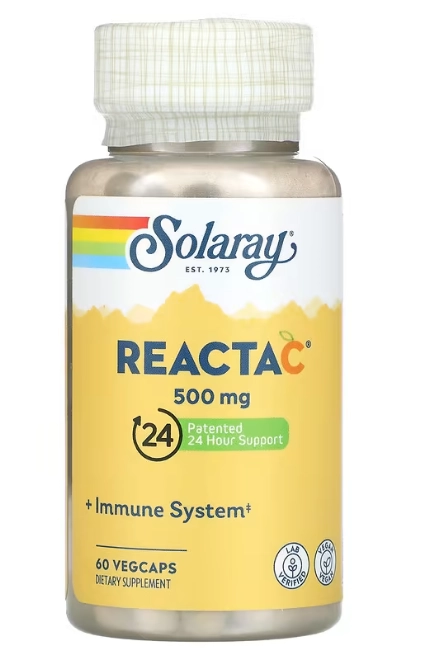 Reacta-C, 500mg, Indole-3-Carbinol  e Vitamina C, 60 VegCaps, Solaray