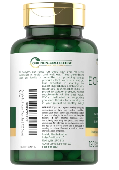 Equinácea, 650mg, 120 Cápsulas, Carlyle