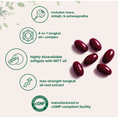 Tongkat Ali+ para Homens com Maca, Shilajit e Ashwagandha, 240 Cápsulas, Micro Ingredients