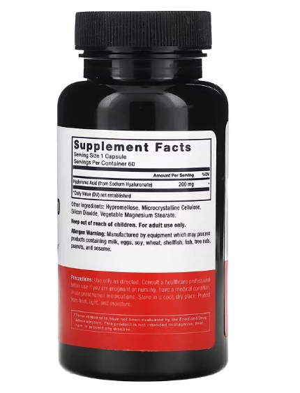 Ácido Hialurônico, 200mg, 60 Cápsulas, Force Factor
