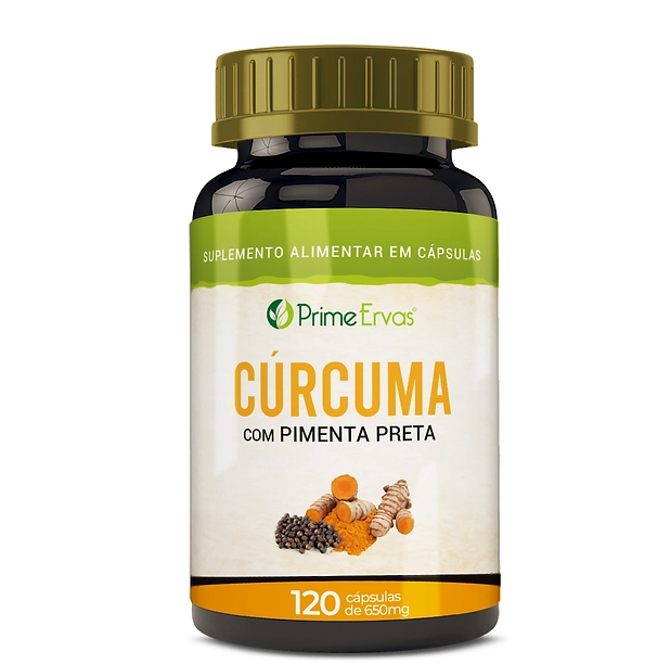 Cúrcuma com Pimenta preta, 500mg, 120 cápsulas Prime Ervas 