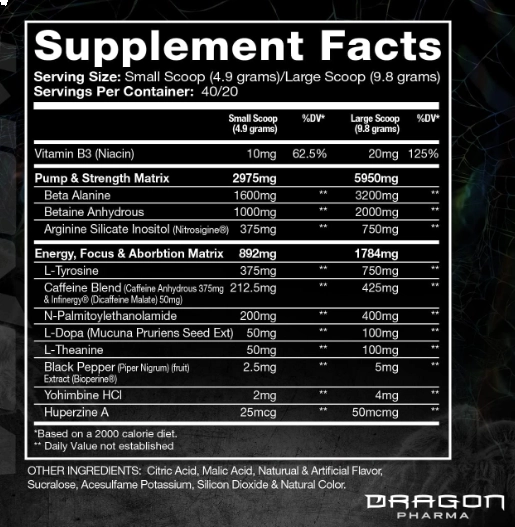 Pré Treino Venom, Sabor Melancia, 40 porções, Dragon Pharma