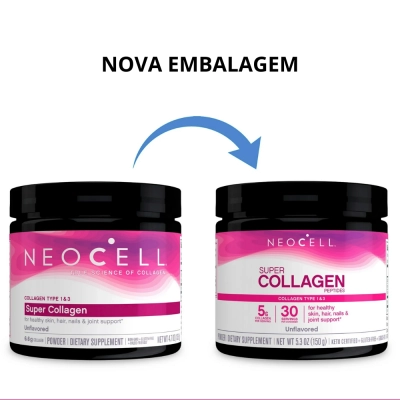 Super Collagen Peptides, Pele Cabelo e Unhas Saudáveis 150g - Neocell 