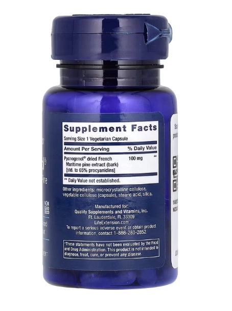 Pycnogenol 100mg, 60 Cápsulas,  Life Extension