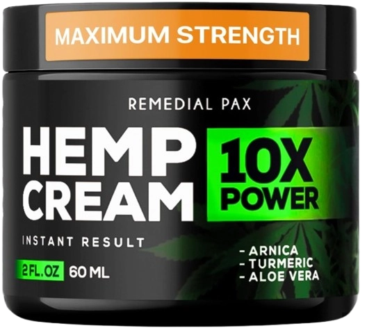 Hemp Cream 10X Power, Creme para Alívio da Dor em Músculos, 60ml