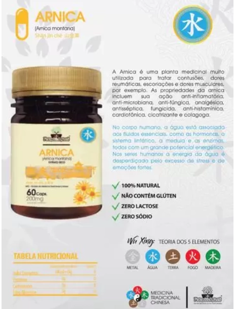Arnica, 60 cápsulas, Folhas e Raízes