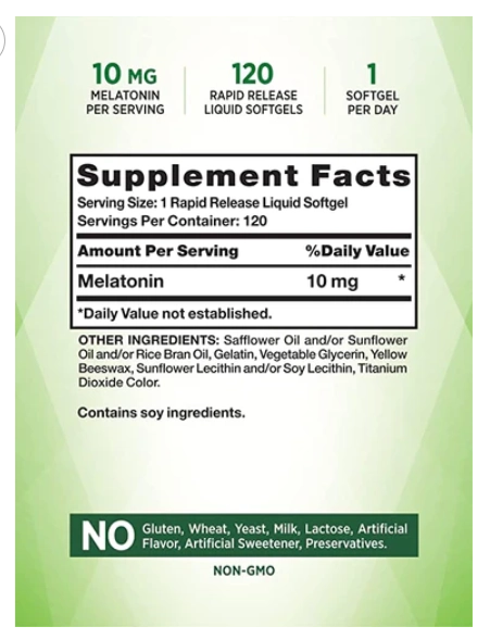 Melatonina 10mg, 120 cápsulas, Nature's Truth