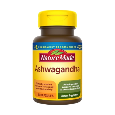 Ashwagandha 125mg, Auxílio no Relaxamento, 60 Cápsulas, Nature Made