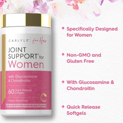 Joint Support para Mulheres, Articulações, Movimento e Qualidade de Vida, 60 Softgels, Carlyle