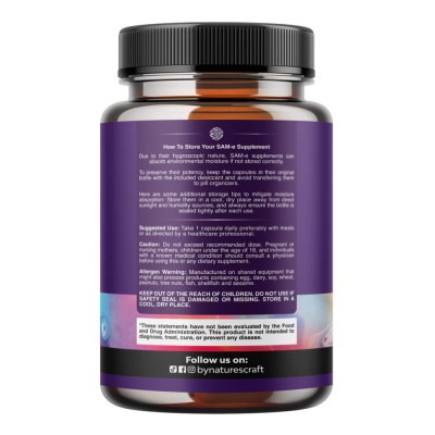 Suplemento Natures Craft Pure Sam-e Brain Support, 60 Comprimidos - Natures Craft