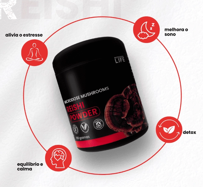 Extrato Puro e Concentrado, Cogumelo Reishi Powder, 100g em Pó, Microdose Life