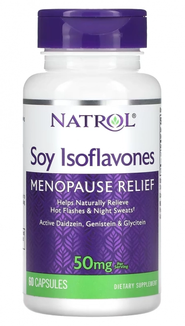Soy Isoflavonas 50mg, Tratamento para Sintomas da menopausa, 60 cápsulas, Natrol