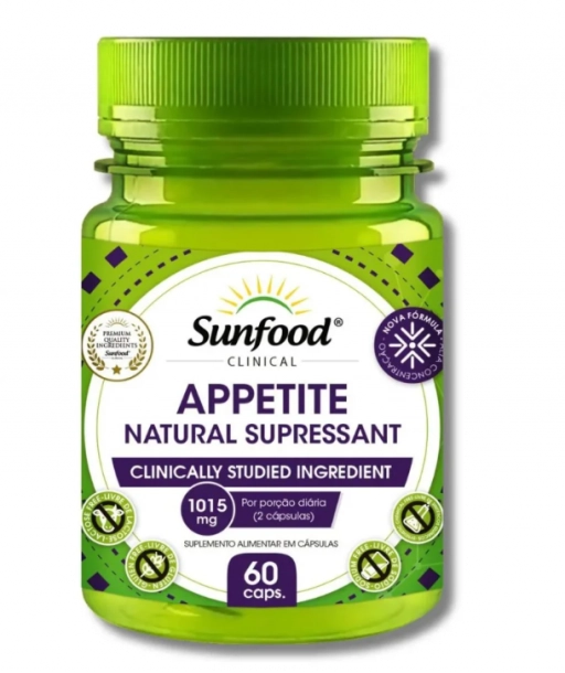 Appetite Natural, Reduzir o apetite, 1015mg, 60 Cápsulas, Sunfood