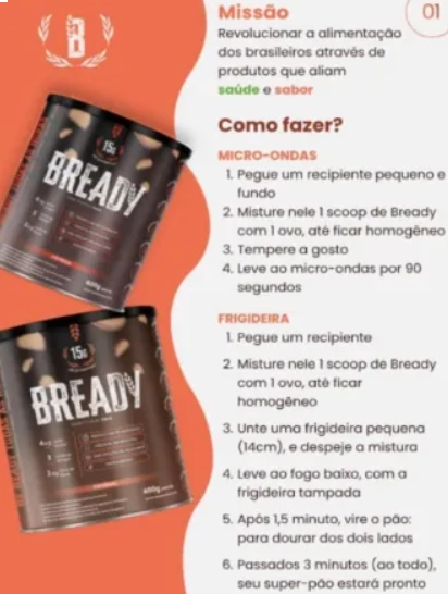Bready Sabor Pàprica, Super Pão Proteico Low Carb Sem Glúten 400g, Hevo
