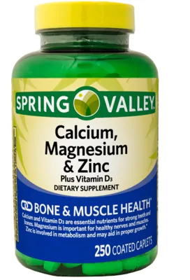 Cálcio, Magnésio e Zinco, 250 Comprimidos, Spring Valley