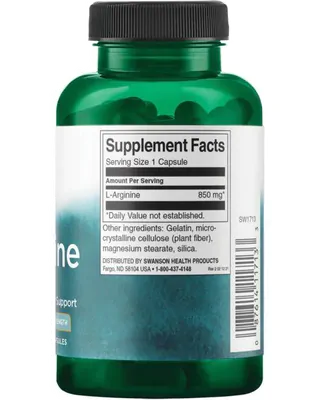 L-Arginina 850mg Maximum Strength, 90 Cápsulas, Swanson