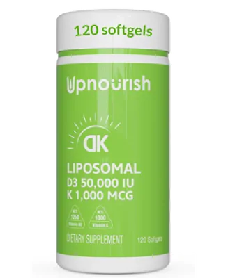 Lipossomal, Vitamina D3 50000UI Com Vitamina K 1000mcg, 120 Mini Cápsulas, UpNourish