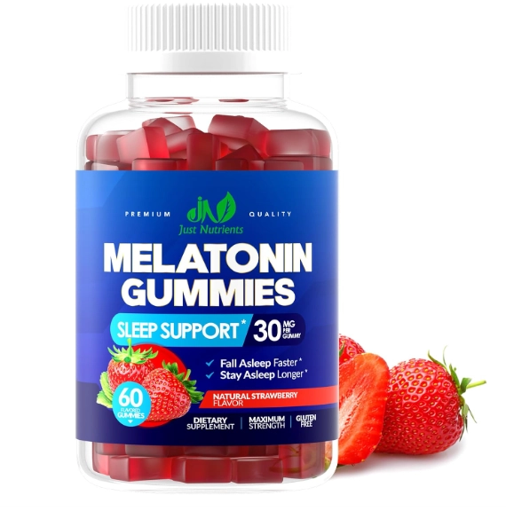 Melatonina 30mg, 60 Gomas Sabor Morango, Just Nutrients